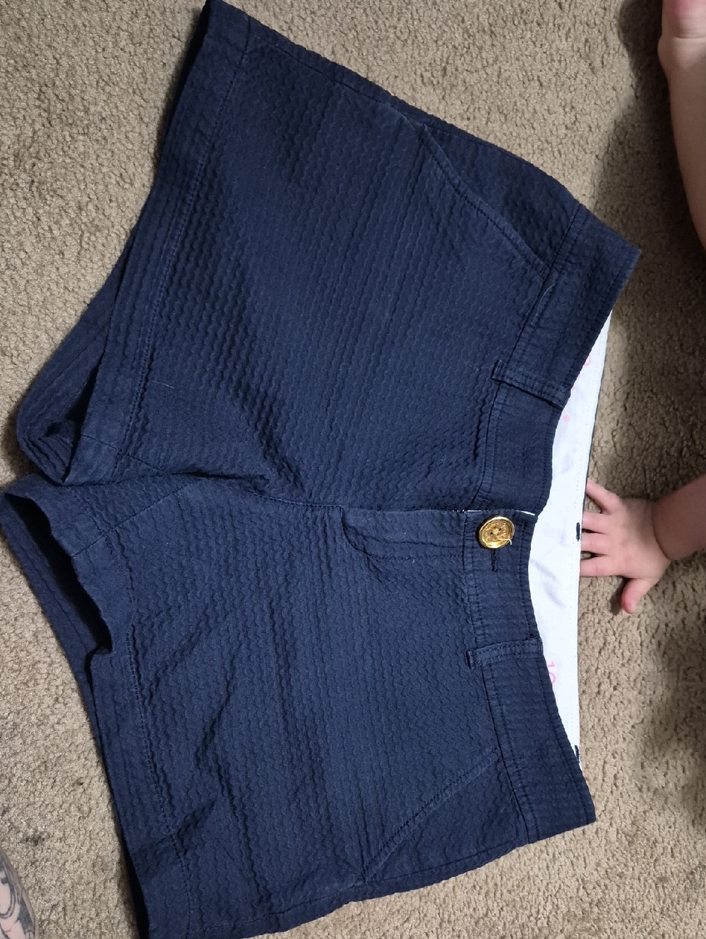 Lilly Pulitzer Navy Textured Cotton Shorts
